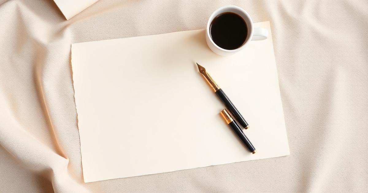 Blank cream intake form with a fountain pen and espresso