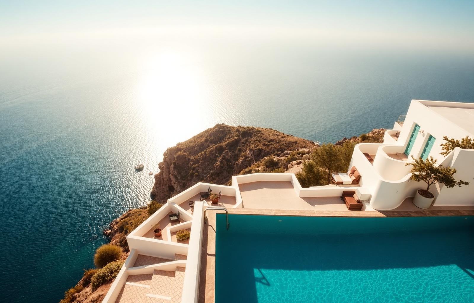 Mediterranean cliffside villa overlooking the sea